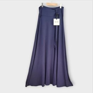 NWT Agnes & Dora Navy Wrap Maxi Skirt ~sz M